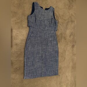 J. Crew Blue Herringbone Midi Dress